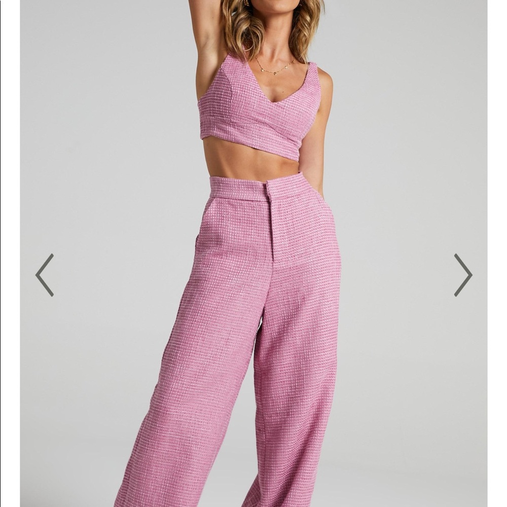 ADELAIDE TWO PIECE WIDE LEG SET IN PINK Showpo